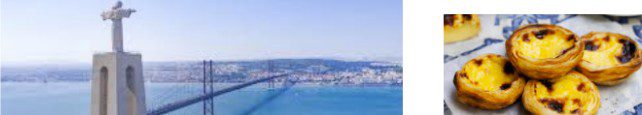 A panoramic view of a city with a large bridge over blue water.