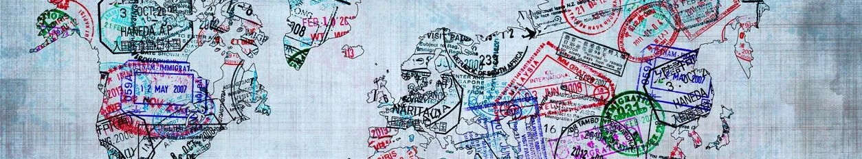 A close-up of a map showing Narita Airport and surrounding areas with travel stamps.