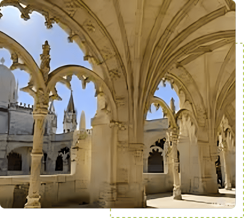 Stone architecture with pointed arches